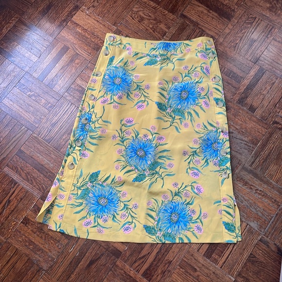 Madewell Silk Side-Button Skirt in Painted Blooms - Picture 5 of 8